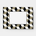 Khaki Black & White 3D Cubes Pattern envelopes