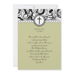 Khaki Damask Christian Wedding Invitation