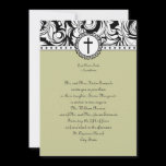 Khaki Damask Christian Wedding Invitation