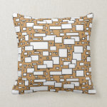 Khaki geometric white line art pattern pillows