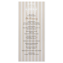 Khaki & White Chandelier Striped Wedding Program Custom Rack Card