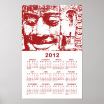 Khmer Stone Face Red 2012 Calendar ... Cambodia Poster