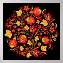 Khokhloma Hohloma Russian Folk Art Poster
