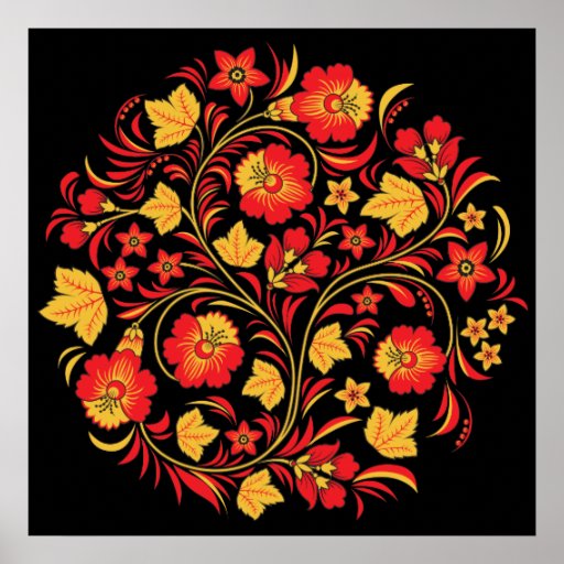 Khokhloma Hohloma Russian Folk Art Poster