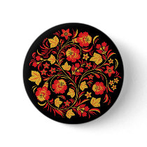 Khokhloma Russian Folk Art Button