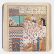 Khosro before Shirin's Palace Square Stickers