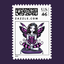 "Khristyn" Pink Princess Fairy Art Postage stamps