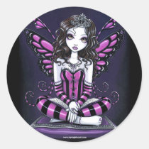 khristyn, tiara, princess, pink, hot, stripes, big, eyed, butterfly, fairy, faery, fae, faerie, pixie, fantasy, art, myka, jelina, faeries, Sticker with custom graphic design