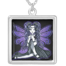 kiara, fairy, faery, faerie, fae, butterfly, tribal, fusion, purple, princess, fantasy, art, myka, jelina, mika, faeries, Necklace with custom graphic design