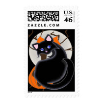 Kiara Toon Kitty Black Cat Moon & Tree Postage Stamps