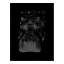 Kiboko_hippo on black poster posters