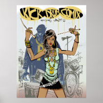 artsprojekt, kick drum one print, poster, jim, mahfood, food, one, 40oz, comics, clerks, grrl scouts, colt 45, stupid, page, filler, man, live art, live, art, z-trip, murs, felt, true, tales, underground, hip, hop, sarah, silverman, program, frenchpulp, mahf, earthworms, comic, books., jim mahfood, jim mahfood skateboards, food one skateboards, 40 oz comics skateboards, food one, Poster with custom graphic design