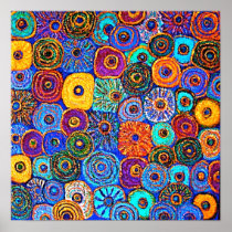 Kick It Up Circle Flowers Poster