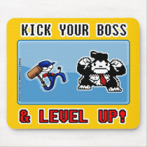 kick your boss and level up! mousepads