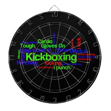 Kickboxing Word Cloud Bright on Black Dart Board