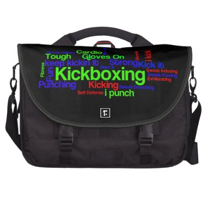 Kickboxing Word Cloud Bright on Black Bag For Laptop