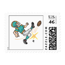 kicking off football player postage stamps