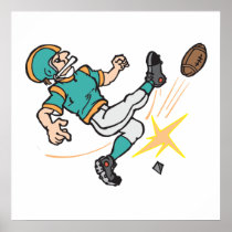 kicking off football player print