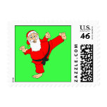 Kicking Santa Martial Arts Christmas Stamps