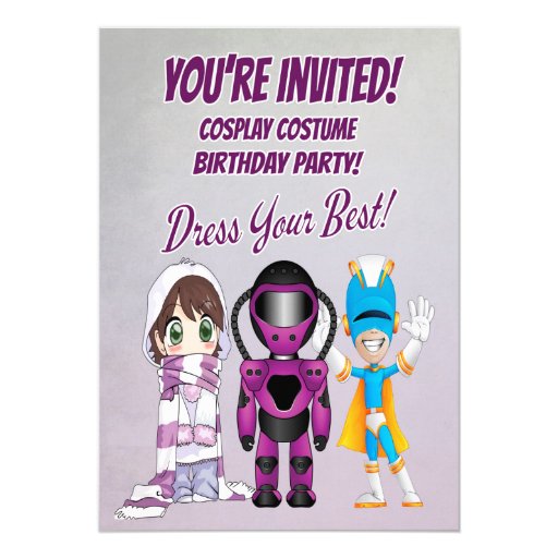 Kid Cosplay Theme Birthday Party with Characters Card Zazzle