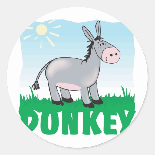 Kid Friendly Donkey Classic Round Sticker | Zazzle