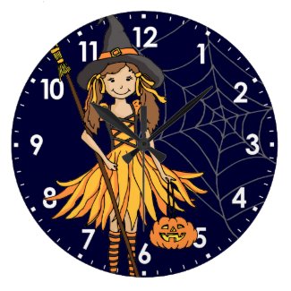 kid girls cute halloween wall clock