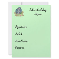 kid menu personalized announcement
