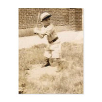 kid playing baseball postcard