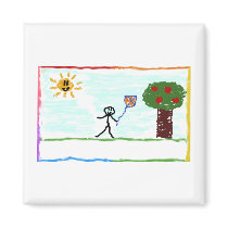 Kid playing with kite magnets