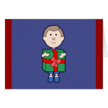 kid with christmas gift card