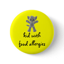 Kid with food allergies pinback buttons