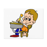 Kid Writing At Desk Post Card