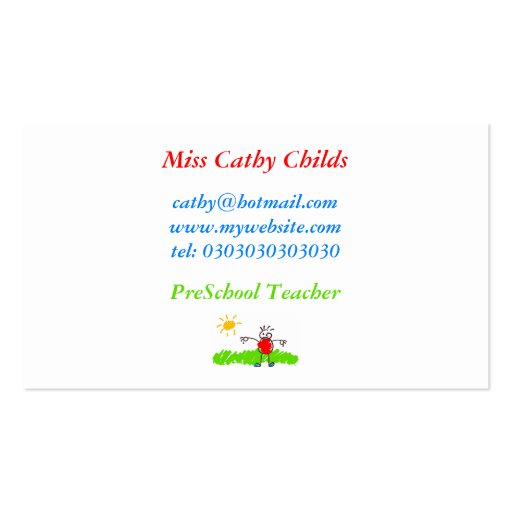 Kiddie Art, Miss Cathy Childs, Business Cards (front side)