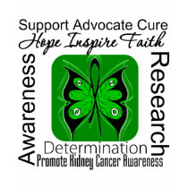 Kidney Cancer Butterfly Inspirations (Green) t-shirts