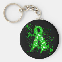 Kidney Cancer Floral Swirls Ribbon v2 Key Chain