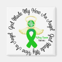 Kidney Cancer God Made My Hero An Angel (Green) Fridge Magnet