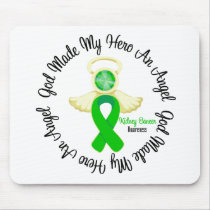 Kidney Cancer God Made My Hero An Angel (Green) Mouse Pads