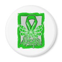 Kidney Cancer Hope Butterfly Portrait Green Ribbon Refrigerator Magnet