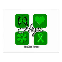 Kidney Cancer Hope Love Inspire Awareness Green Postcards