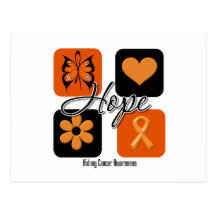 Kidney Cancer Hope Love Inspire Awareness Post Card