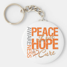 Kidney Cancer Peace Love Cure v2 Key Chain