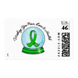 Kidney Cancer Ribbon Merry Christmas Snowglobe Stamp