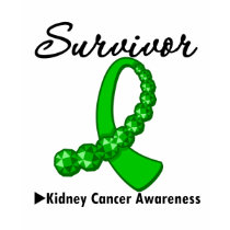 Kidney Cancer Survivor Green Gemstone Ribbon t-shirts