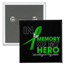 Kidney Cancer Tribute In Memory of My Hero (Green) Pinback Button