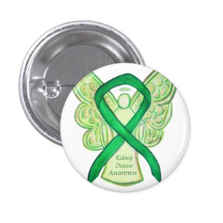 Kidney Disease Awareness Angel Ribbon Art Buttons