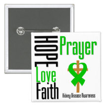 Kidney Disease Hope Love Faith Prayer Cross Pinback Buttons