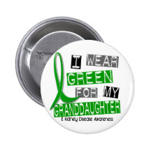 Kidney Disease I Wear Green For My Granddaughter Pinback Button