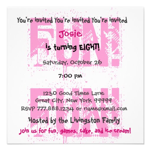Kid's 8th Birthday Custom Name Modern Pink Custom Invite