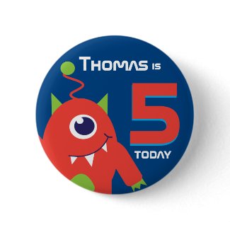 Kids alien name age button badge