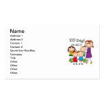 Kids and Female Teacher 100 Days Business Card